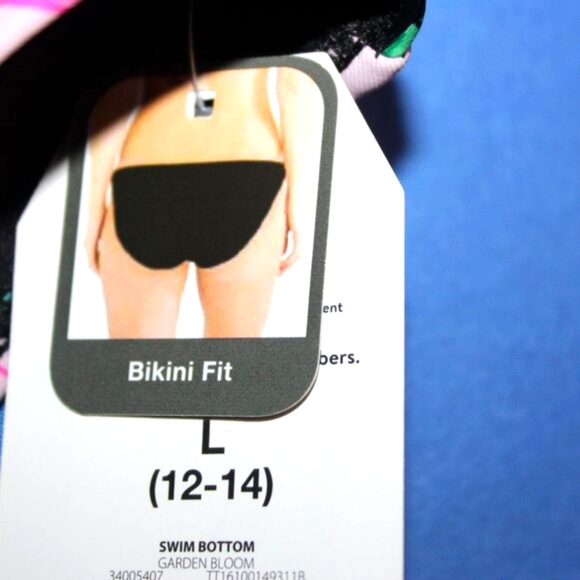 Time and Tru High Waist Bikini Bottoms Floral Large 12-14 NWT - Picture 3 of 7